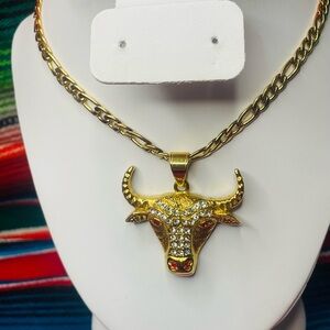 Gold Bull Pendant Necklace